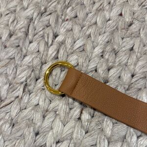 Brown Leather Belt with Gold Buckle